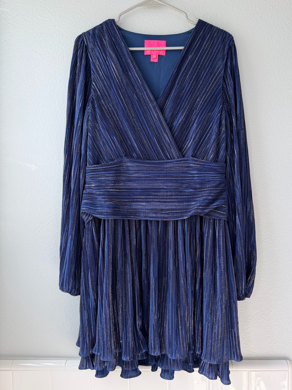 Lilly Pulitzer Jessamie Navy Gold Metallic Dress Sz 10 Party Formal Wedding Cute
